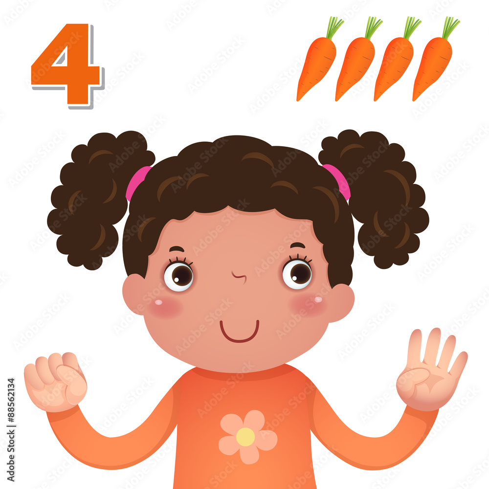 Kids learning material. Learn number and counting with kid’s hand