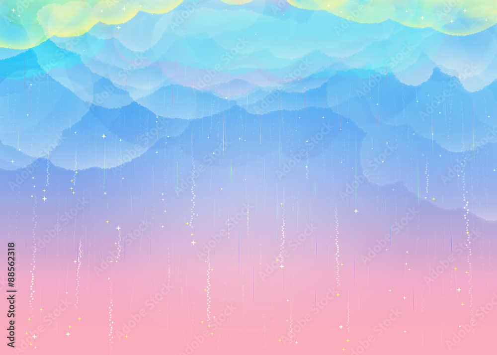 虹色の雨が降る幻想的な空 Stock イラスト Adobe Stock