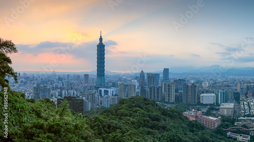 Taipei, Taiwan skyline at twilight