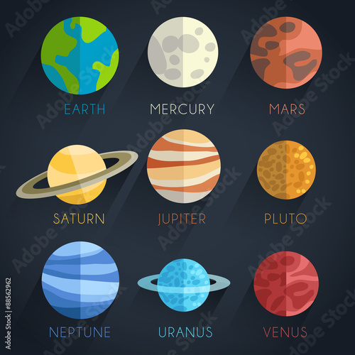 Astronomical Flat Icon Set : Vector Illustration