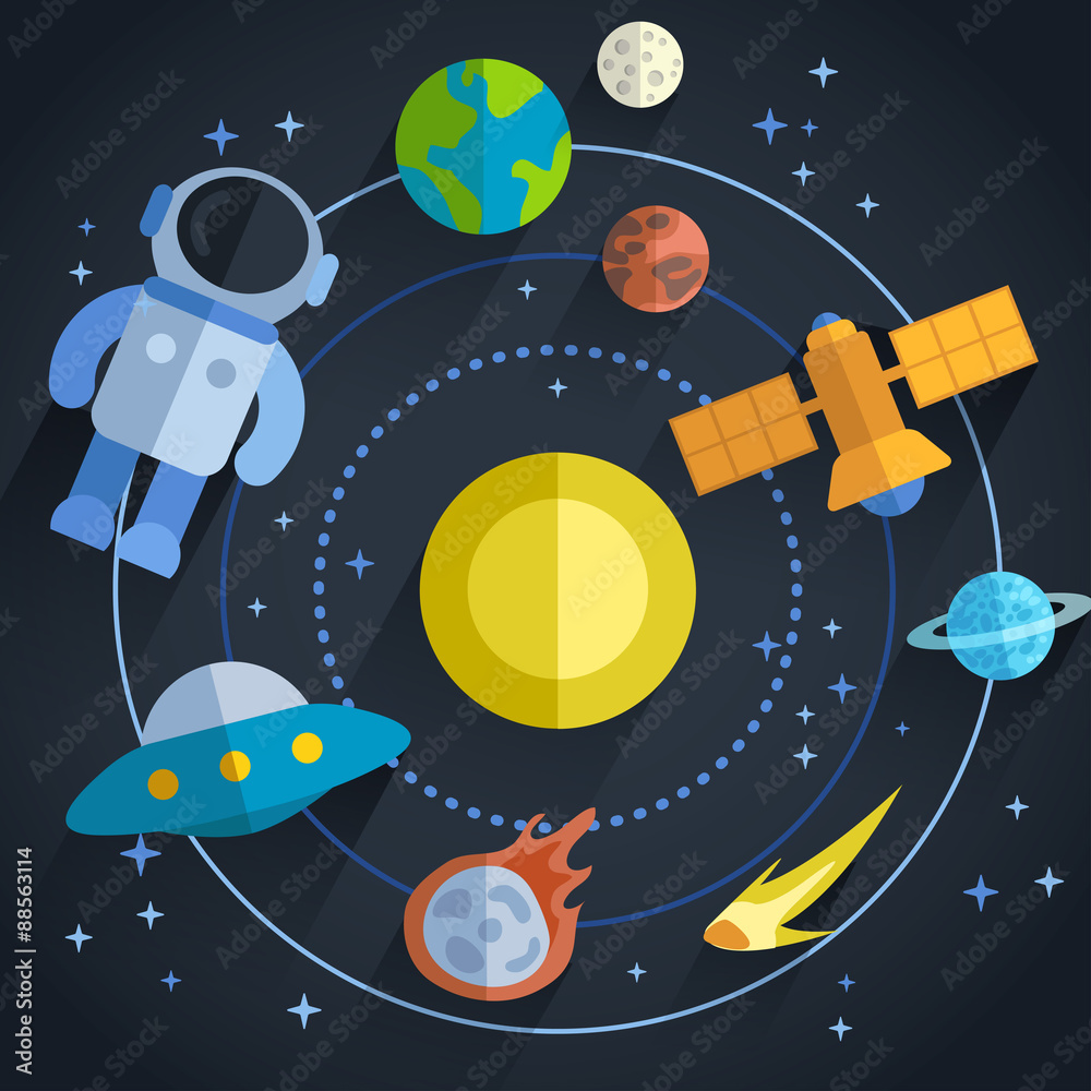 Fototapeta premium Astronomical Flat Illustration