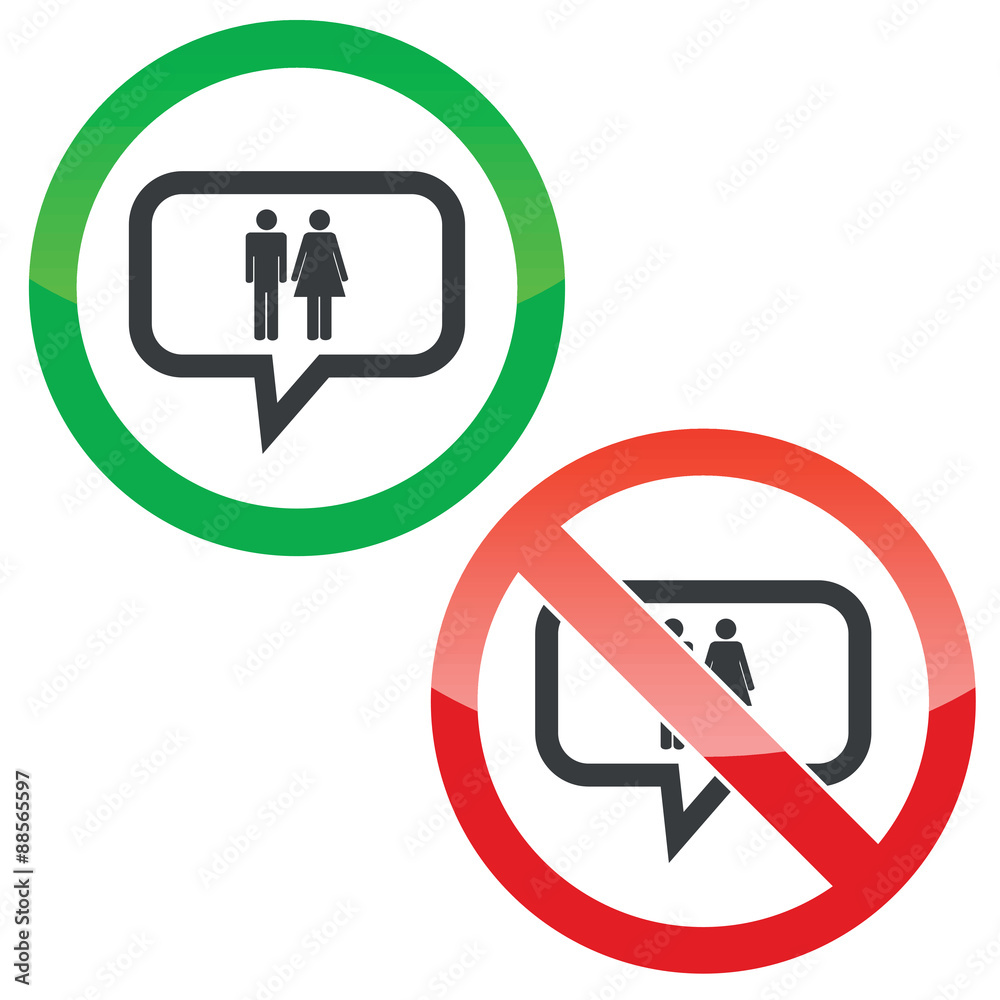 Man woman message permission signs
