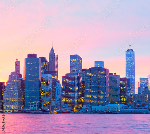 New York CIty, Manhattan at sunset photo