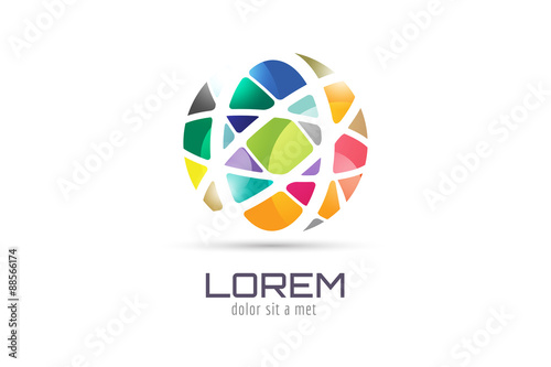 Vector globe abstract logo template. Circle round shape and
