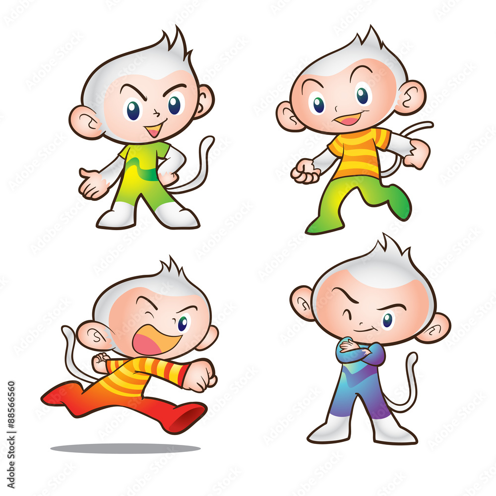 kids cartoon monkey mascot character action lovely kids cartoon monkey mascot character action lovely