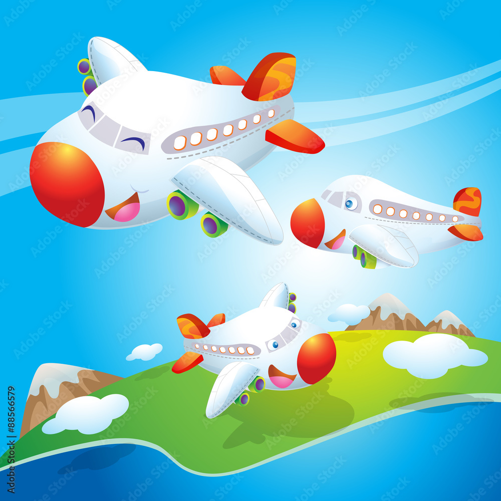 Naklejka premium cute plane flying