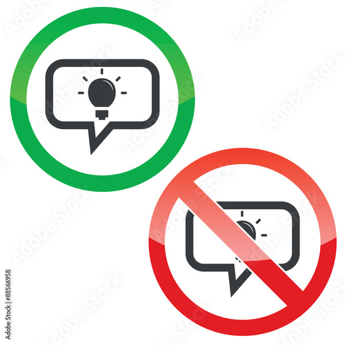 Light bulb message permission signs
