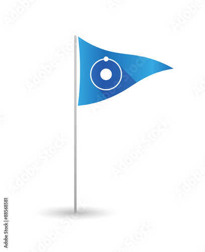 Golf flag with an atom