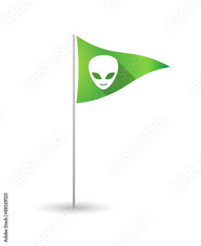 Golf flag with an alien face