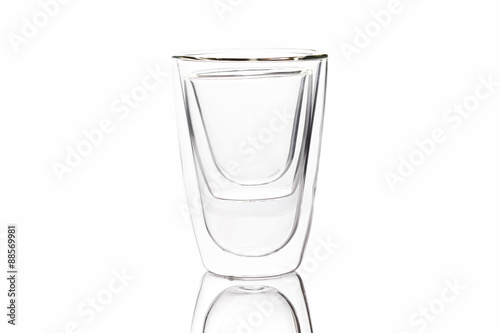 empty clear glass on white background photo