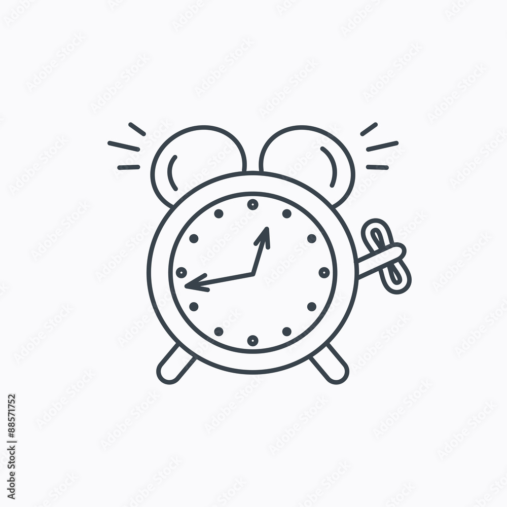 Alarm clock icon. Mechanical retro time sign.