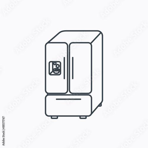 American fridge icon. Refrigerator with ice sign