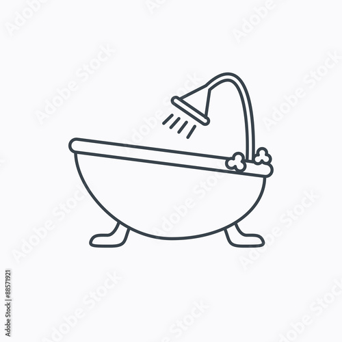 Bathroom icon. Bath with shower sign.