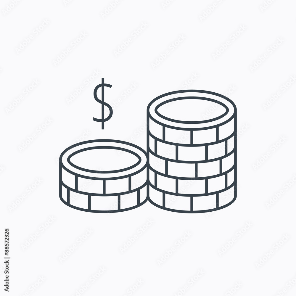 Coins icon. Dollar cash money sign. Coins icon. Dollar cash money sign.