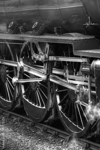 Steam train wheels. Wheels on an old steam train.