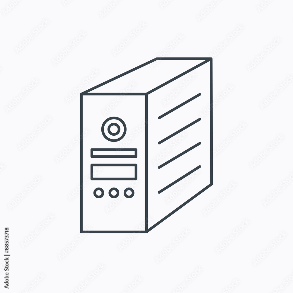 Computer server icon. PC case or tower sign. Computer server icon. PC case or tower sign.