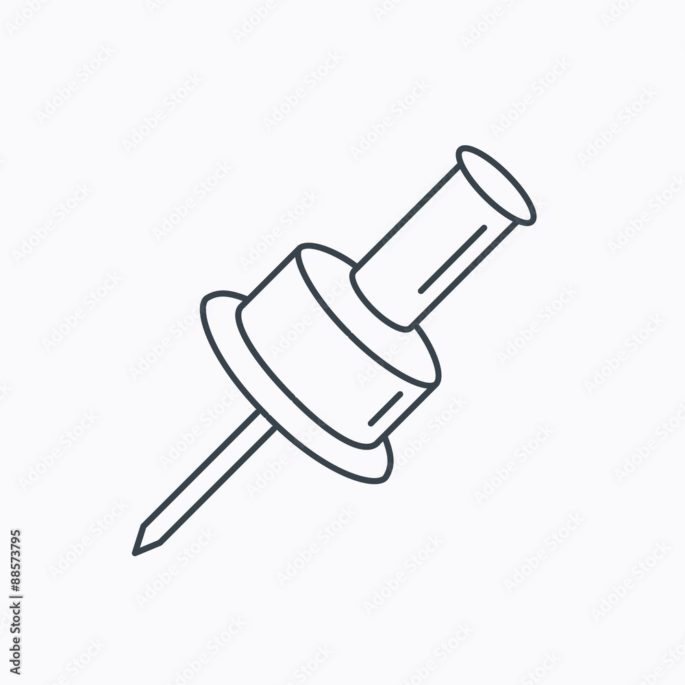 Pushpin icon. Pin tool sign.