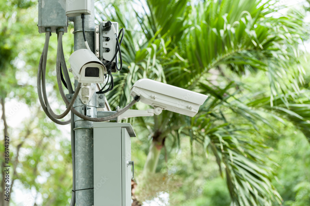 Two CCTV camera or surveillance operating