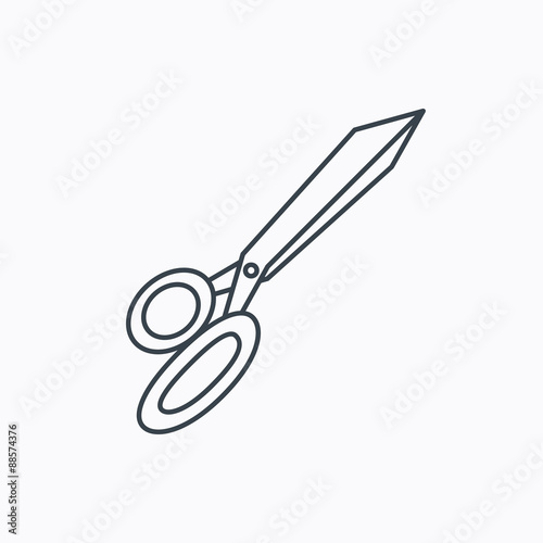 Tailor scissors icon. Hairdressing sign.