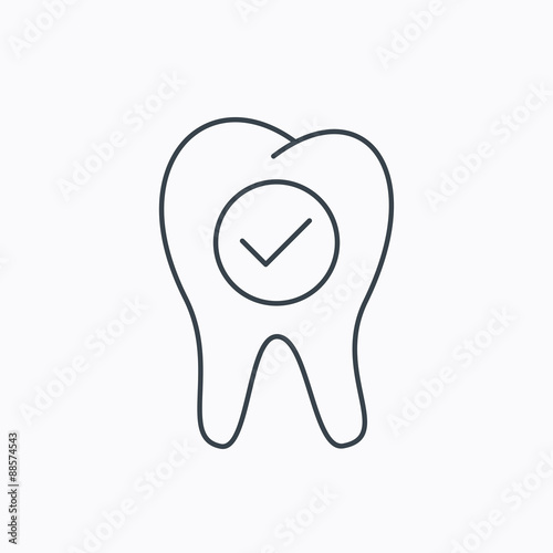 Check tooth icon. Stomatology sign.