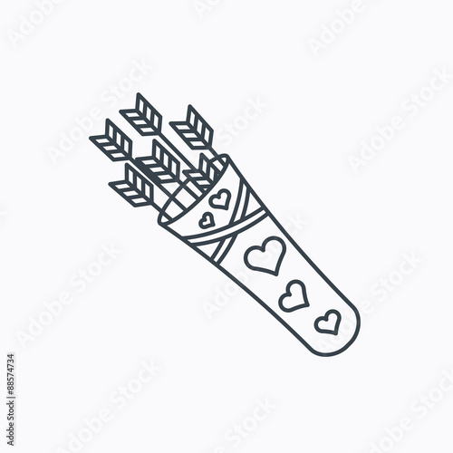 Cupid arrows icon. Love weapon sign.