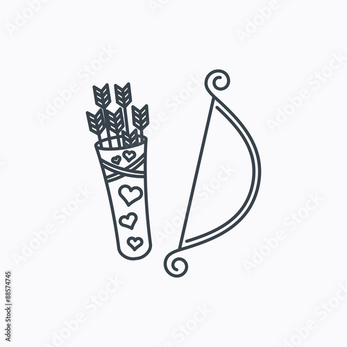 Amour arrows with bow icon. Cupid love symbol.