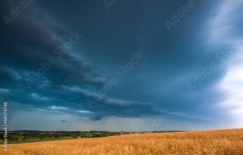 Stormy sky over field