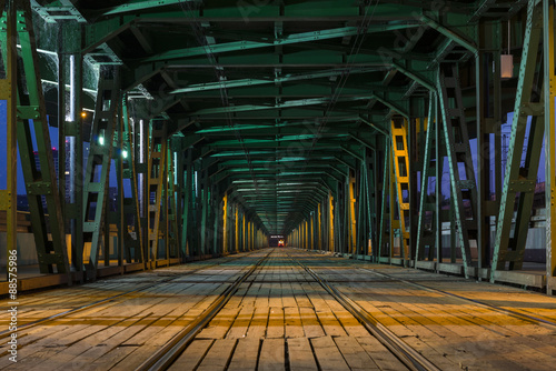 Tramway in the Gdanski Bridge in Warsaw