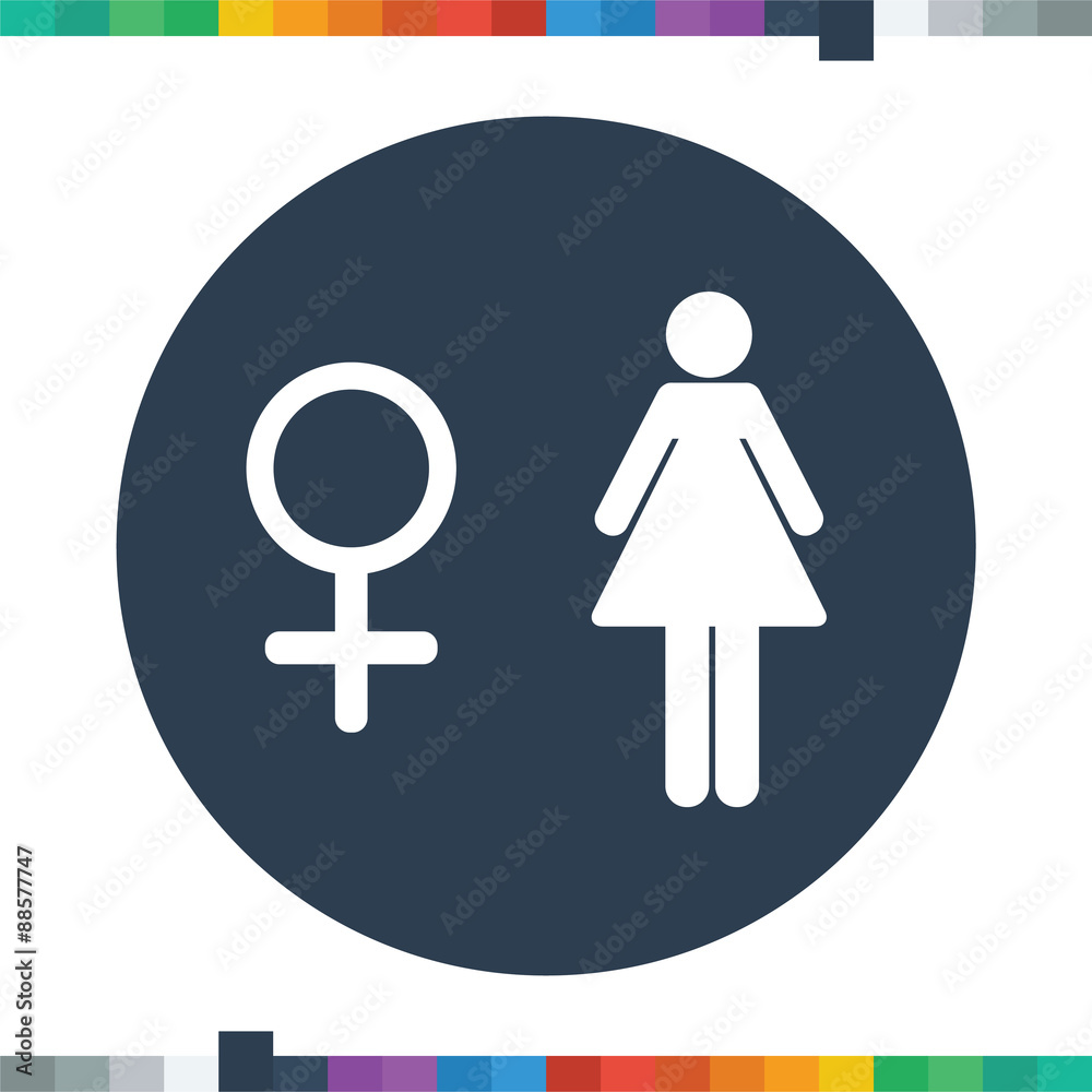 Flat female stick figure and symbol icon in a circle. Flat female stick figure and symbol icon in a circle.