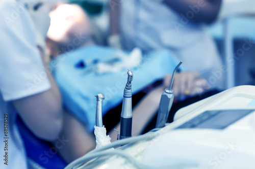 Dentist tools closeup photo