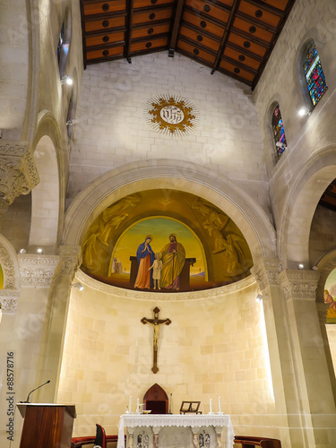 NAZARET, ISRAEL, July 8, 2015: inside the Church of St. Joseph i photo