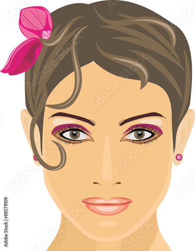 Portrait of a beautiful woman with flower in hairs
