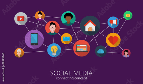 People connected with Social Media Concept - Flat designed vector