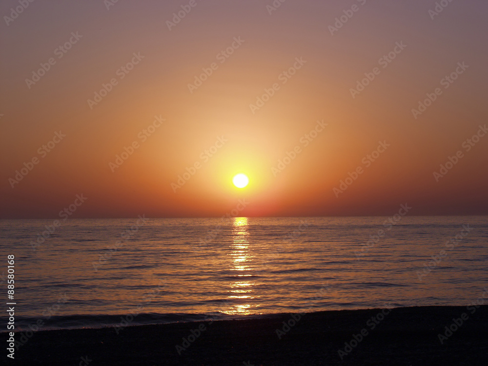 Fototapeta premium Bright red sea sunset