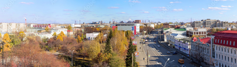 Panorama of the central historic district of the city of Nizhny Tagil. City with a population of 500 000 inhabitants