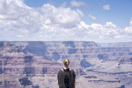 Grand Canyon hiker woman resting, portrait.