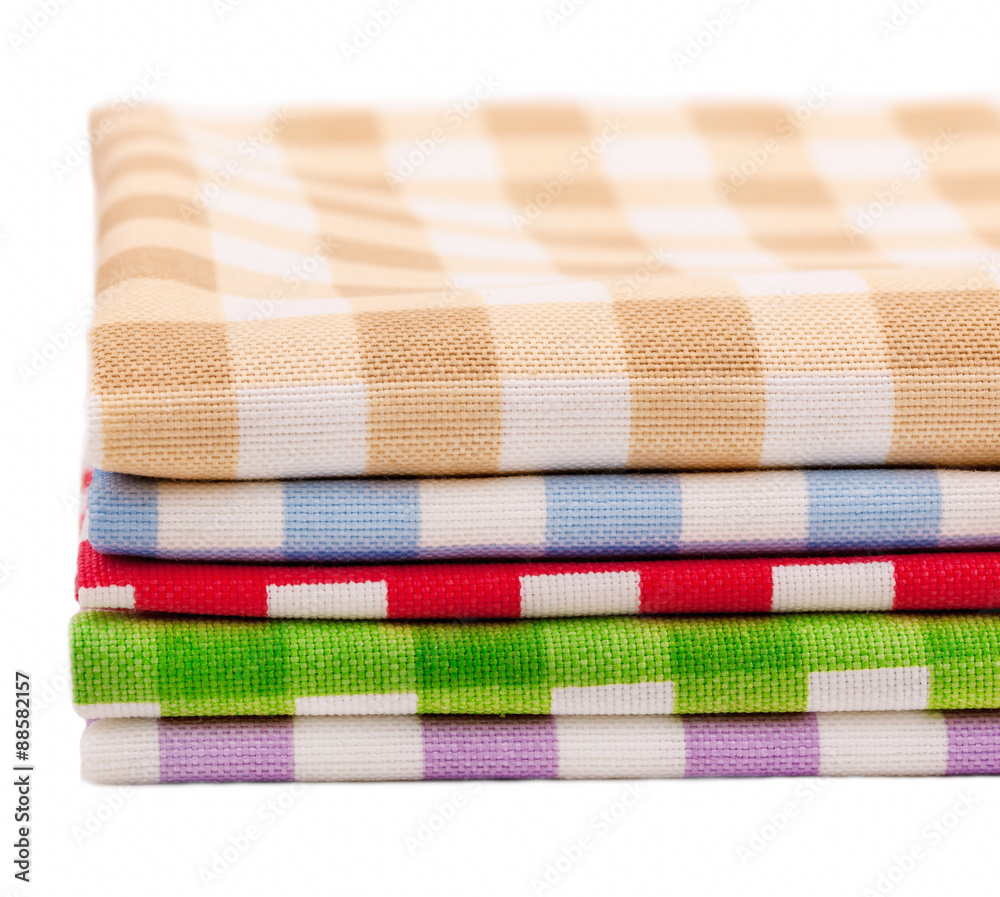 Multi-colored napkins towels.