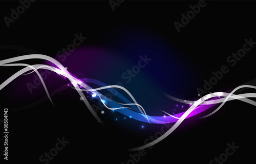 Glowing flowing waves and stars in dark space