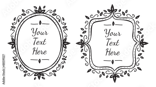 set of cute frame in doodle style