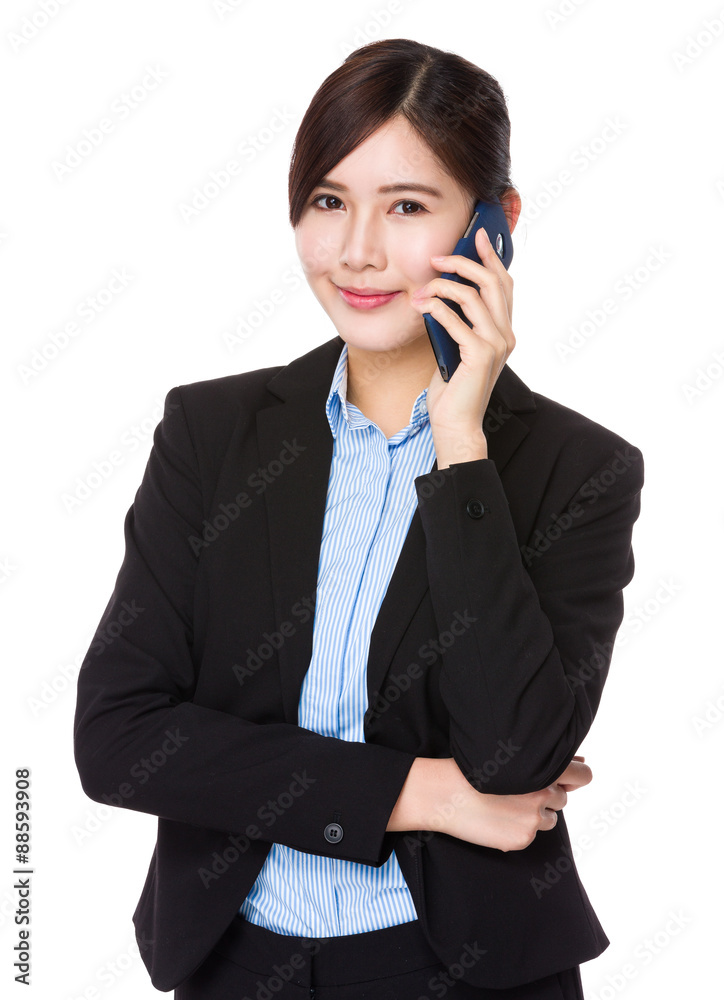 Asian young businesswoman talk to cellphone Asian young businesswoman talk to cellphone