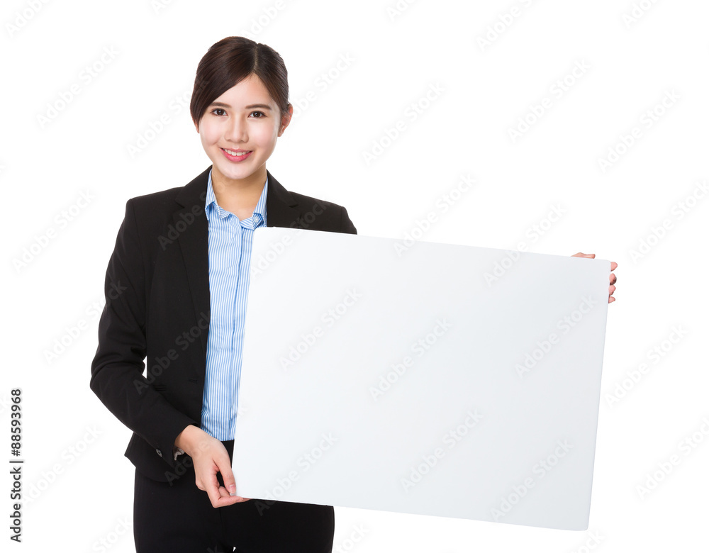 Asian young businesswoman show with white board Asian young businesswoman show with white board
