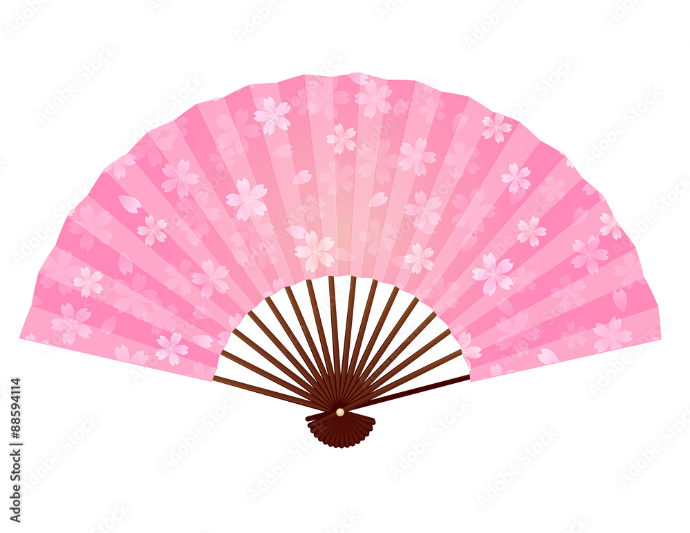 Naklejka premium 桜 扇子 春