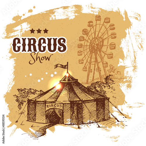 Hand drawn sketch circus and amusement vector illustration