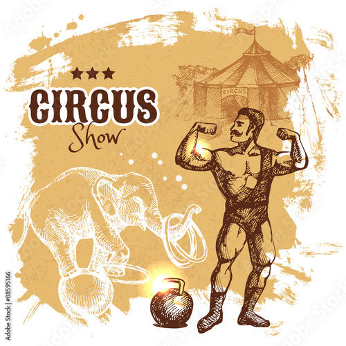 Hand drawn sketch circus and amusement vector illustration