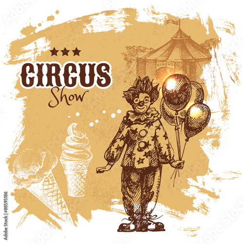 Hand drawn sketch circus and amusement vector illustration