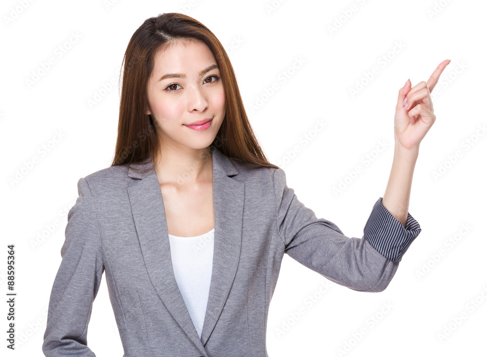 Businesswoman with finger point up Businesswoman with finger point up