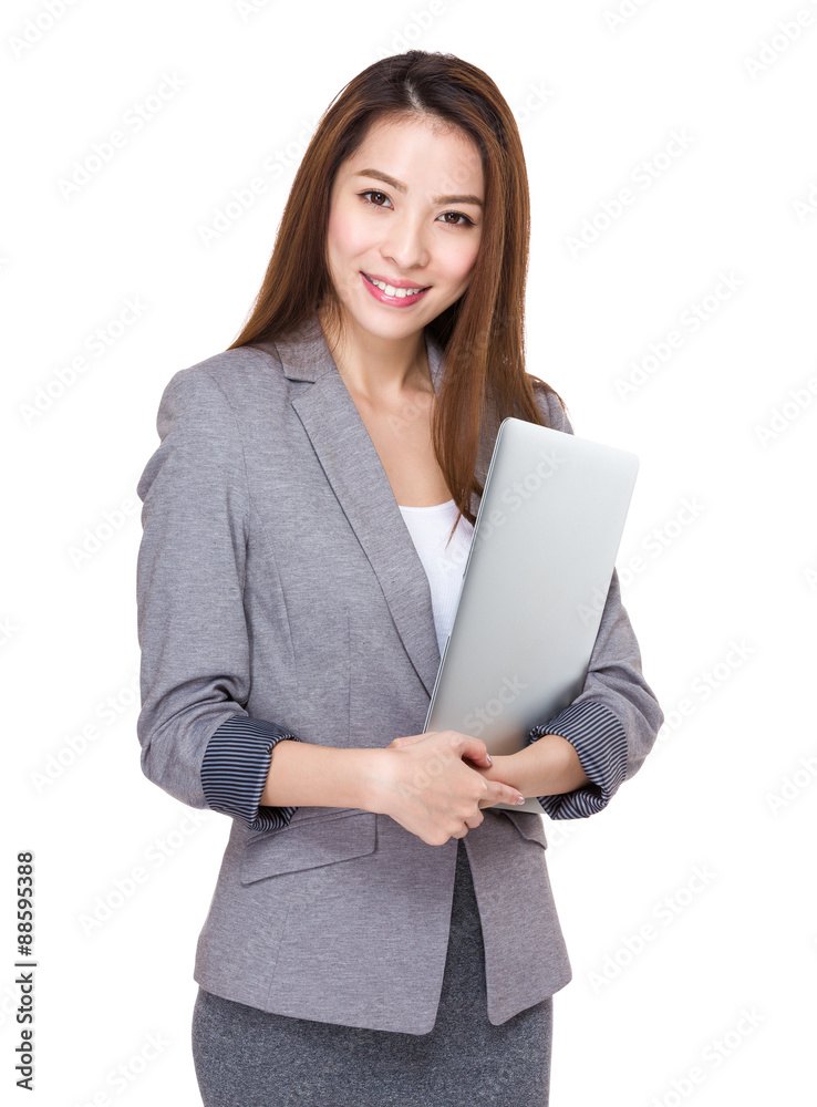 Asian young businesswoman with notebook computer Asian young businesswoman with notebook computer