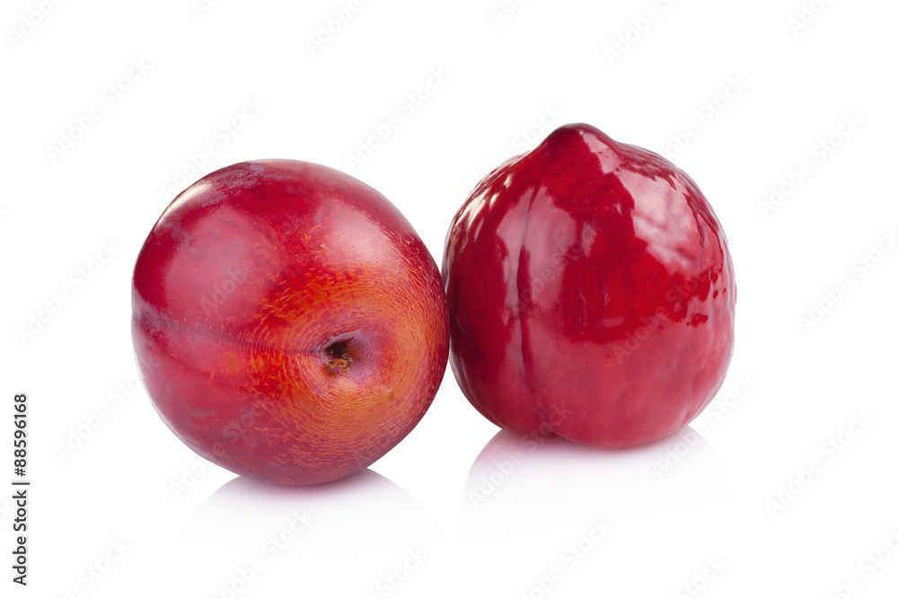 Obraz premium red plums isolated on white