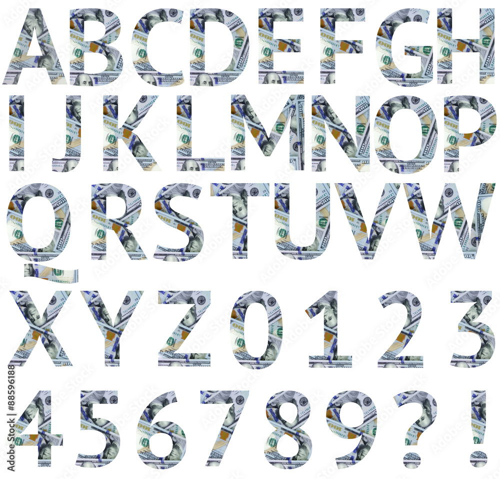 Dollar alphabet collage. Dollar alphabet collage.