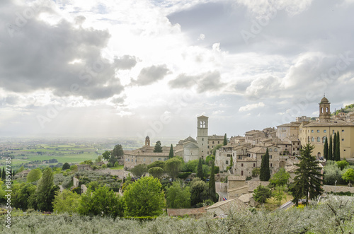 Panorama of the valley in Assisi  Italy